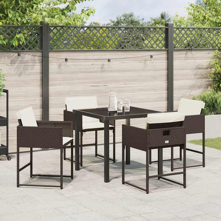 Have Spisebordssæt 5 pcs Brun polyrattan