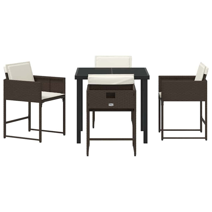 Have Spisebordssæt 5 pcs Brun polyrattan