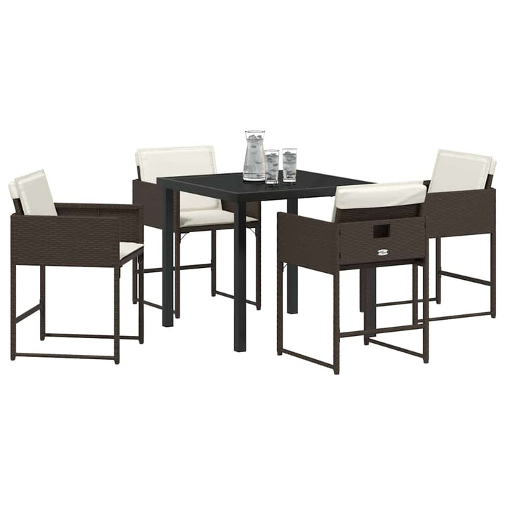 Have Spisebordssæt 5 pcs Brun polyrattan