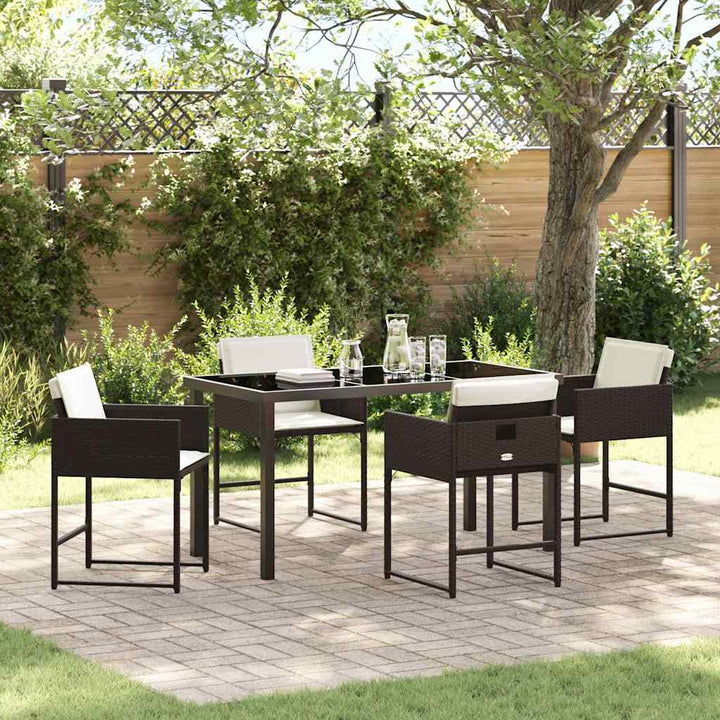 Have Spisebordssæt 5 pcs Brun polyrattan