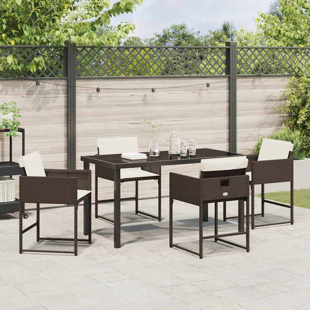 Have Spisebordssæt 5 pcs Brun polyrattan