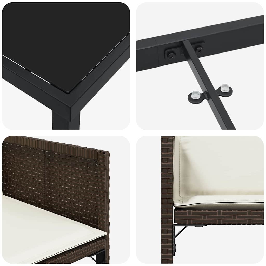 Have Spisebordssæt 5 pcs Brun polyrattan