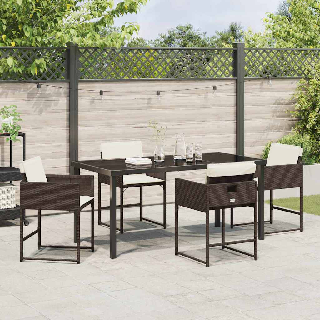 Have Spisebordssæt 5 pcs Brun polyrattan