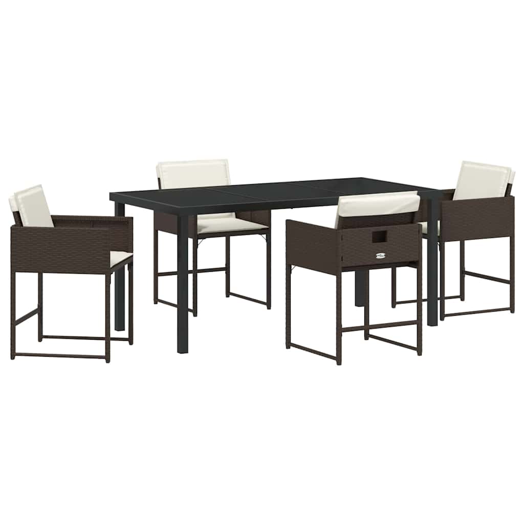 Have Spisebordssæt 5 pcs Brun polyrattan