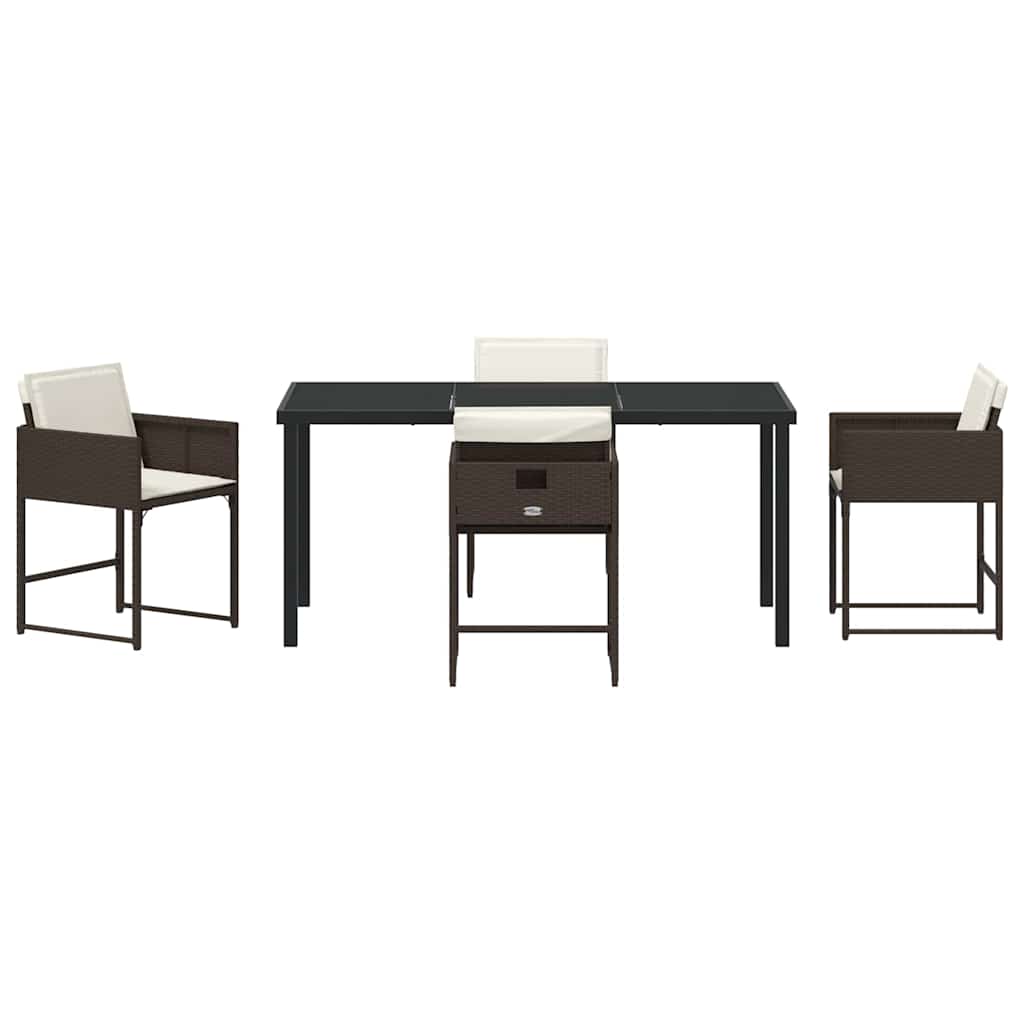 Have Spisebordssæt 5 pcs Brun polyrattan