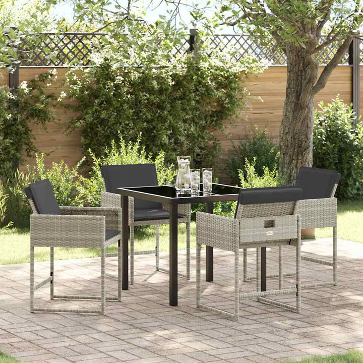 Have Spisebordssæt 5 pcs Lysegrå polyrattan