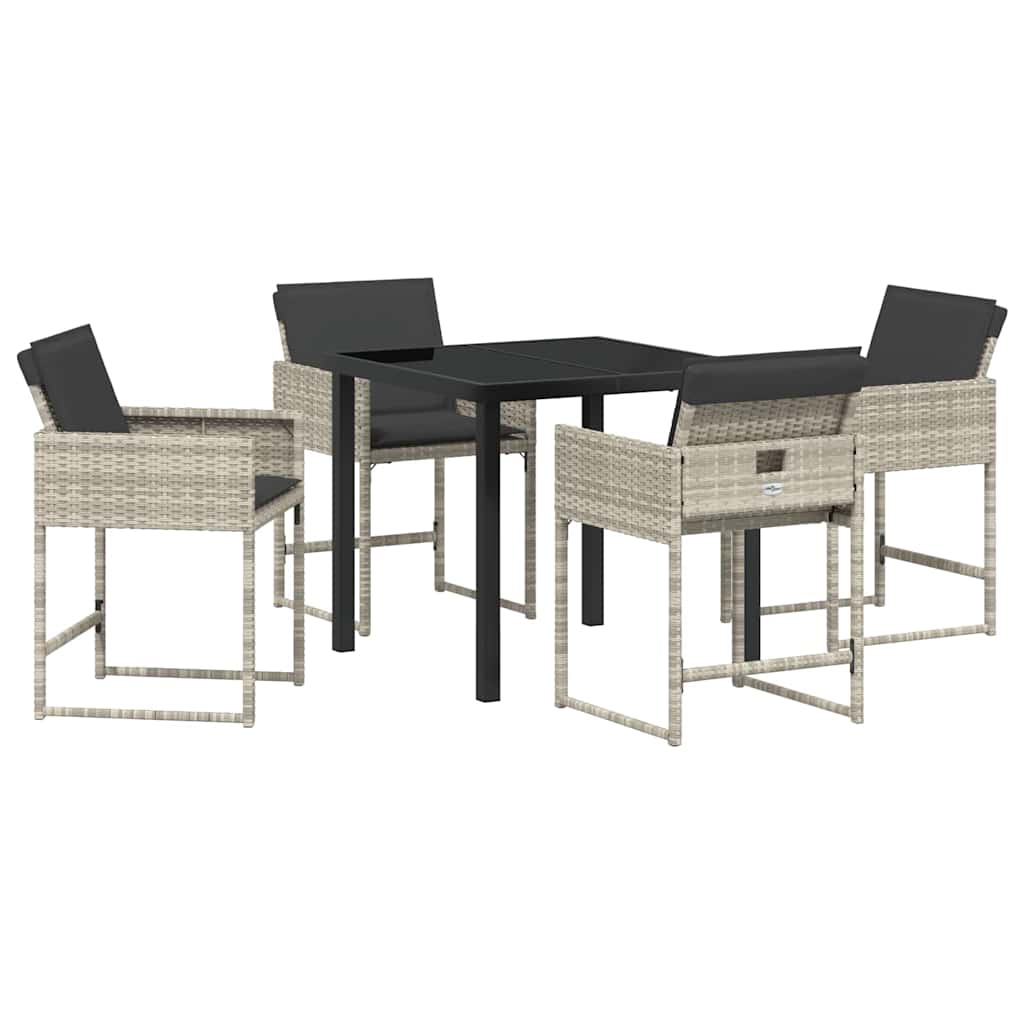 Have Spisebordssæt 5 pcs Lysegrå polyrattan