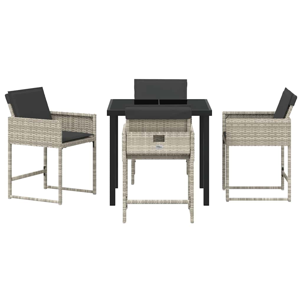 Have Spisebordssæt 5 pcs Lysegrå polyrattan