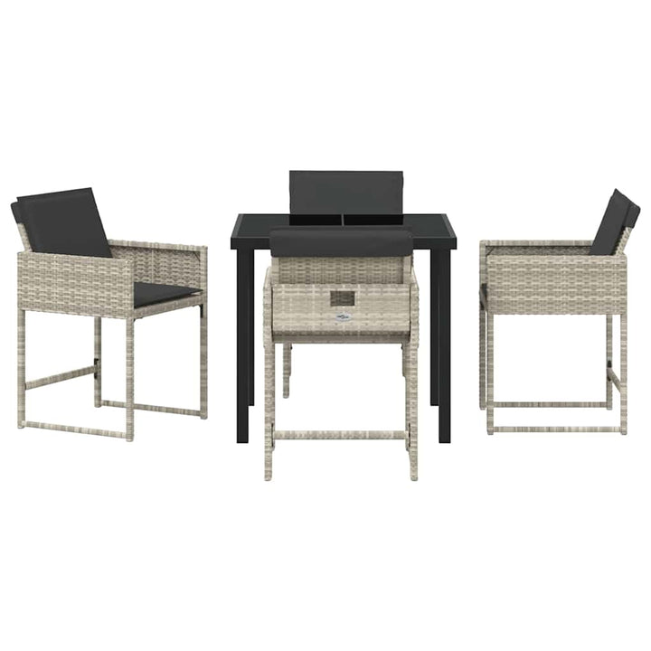 Have Spisebordssæt 5 pcs Lysegrå polyrattan