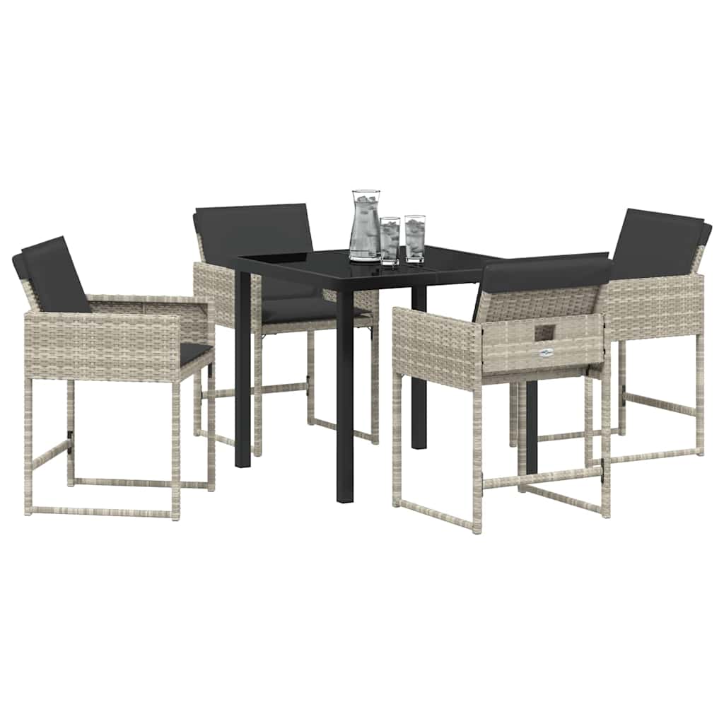 Have Spisebordssæt 5 pcs Lysegrå polyrattan