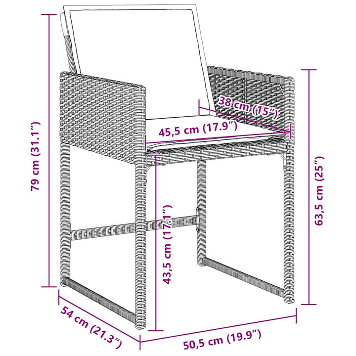 Have Spisebordssæt 5 pcs Lysegrå polyrattan