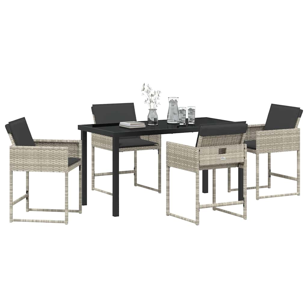 Have Spisebordssæt 5 pcs Lysegrå polyrattan