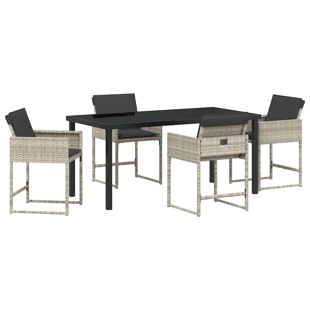 Have Spisebordssæt 5 pcs Lysegrå polyrattan