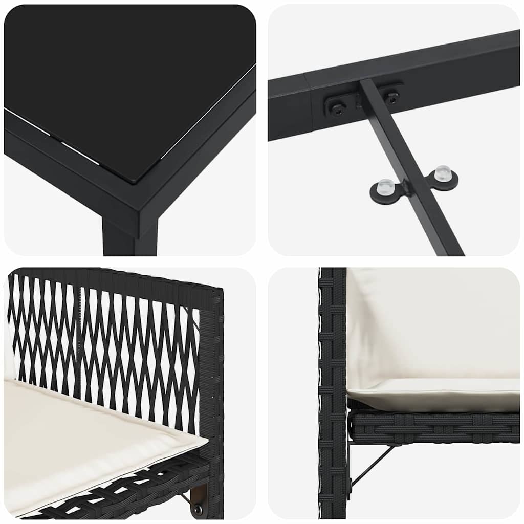 Have Spisebordssæt 5 pcs Sort polyrattan