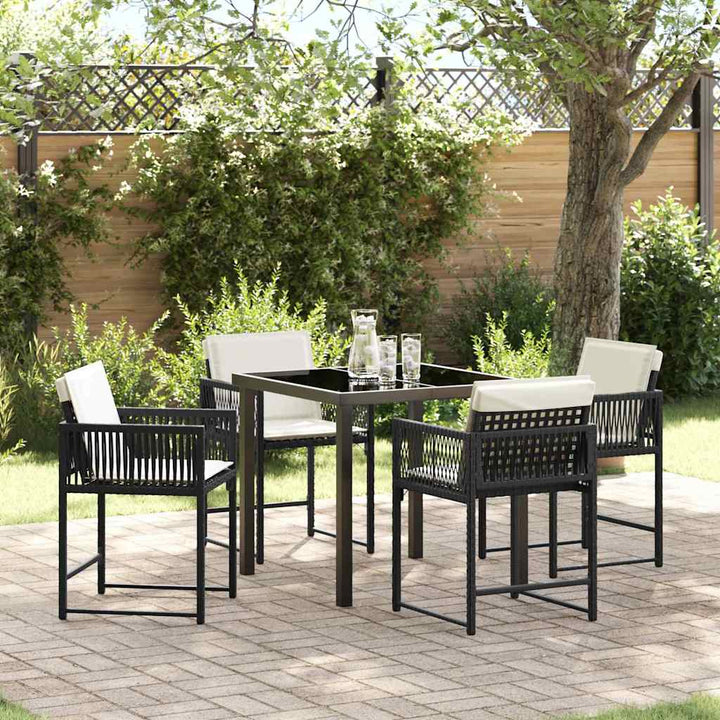 Have Spisebordssæt 5 pcs Sort polyrattan