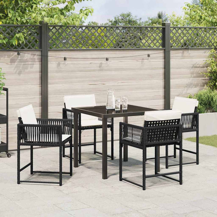 Have Spisebordssæt 5 pcs Sort polyrattan