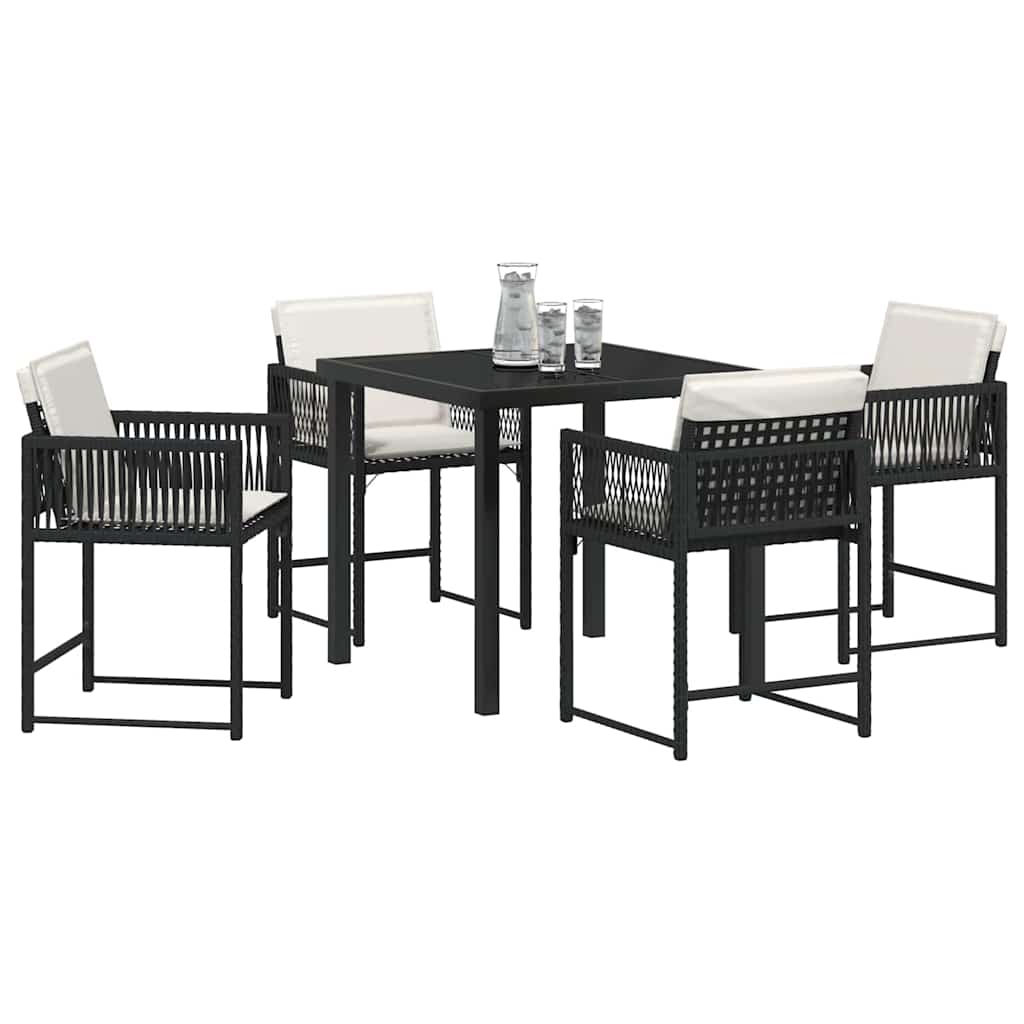 Have Spisebordssæt 5 pcs Sort polyrattan