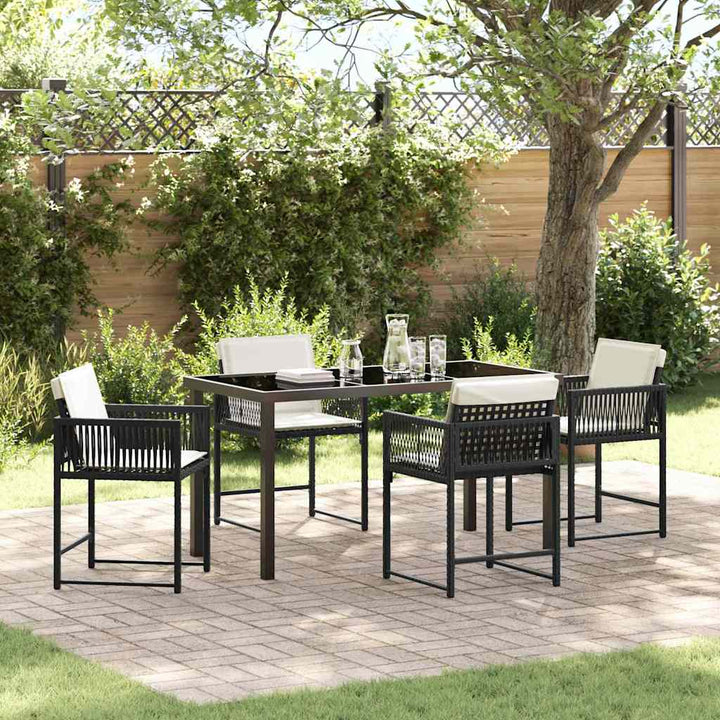 Have Spisebordssæt 5 pcs Sort polyrattan