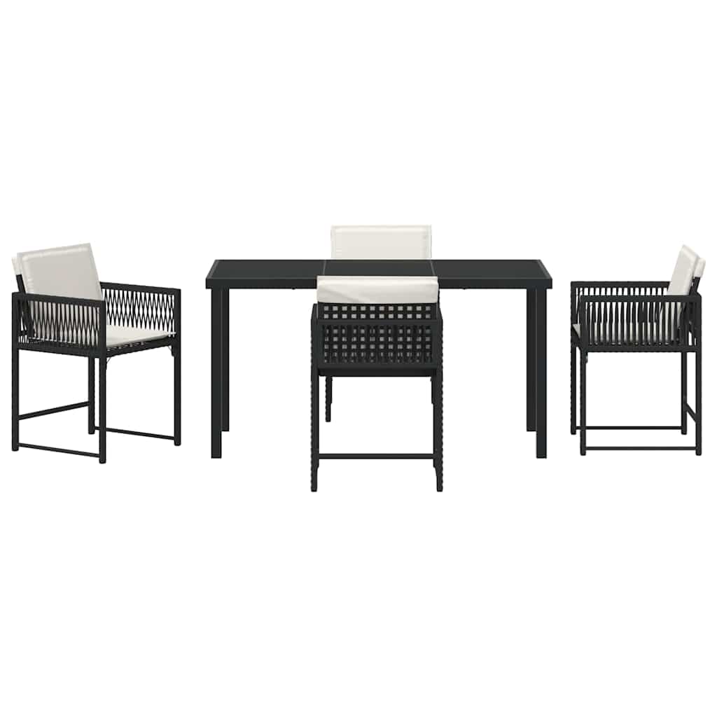 Have Spisebordssæt 5 pcs Sort polyrattan