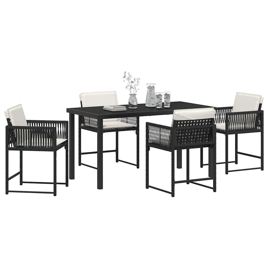 Have Spisebordssæt 5 pcs Sort polyrattan