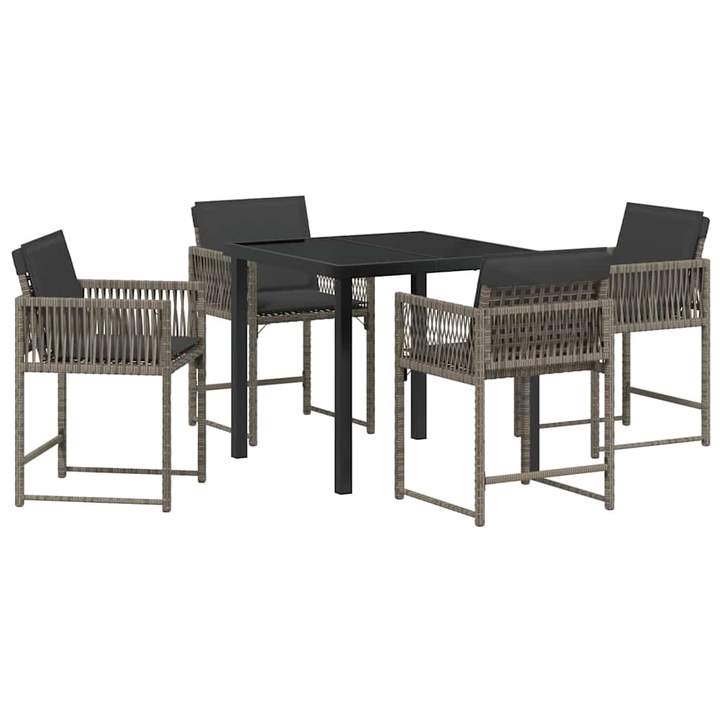 Have Spisebordssæt 5 pcs Grå polyrattan