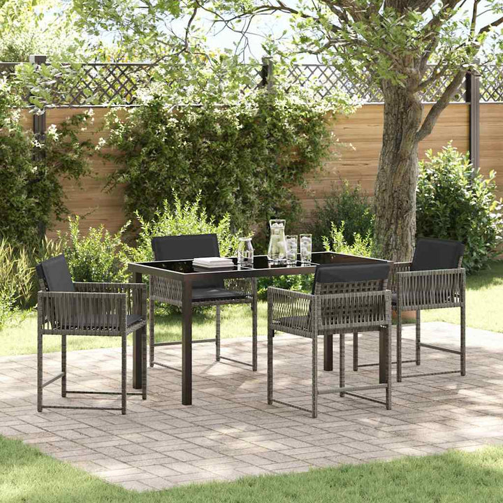 Have Spisebordssæt 5 pcs Grå polyrattan