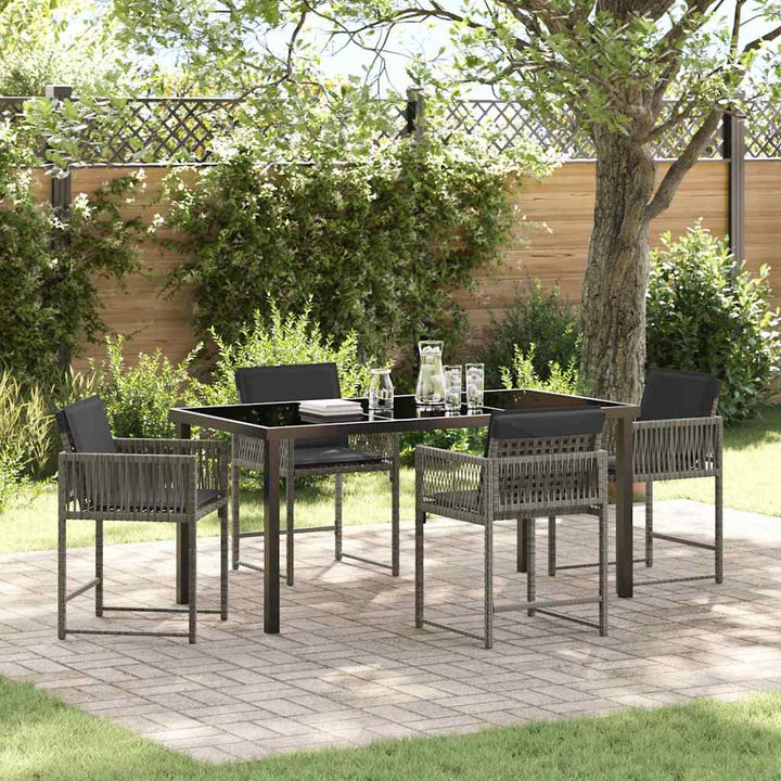 Have Spisebordssæt 5 pcs Grå polyrattan
