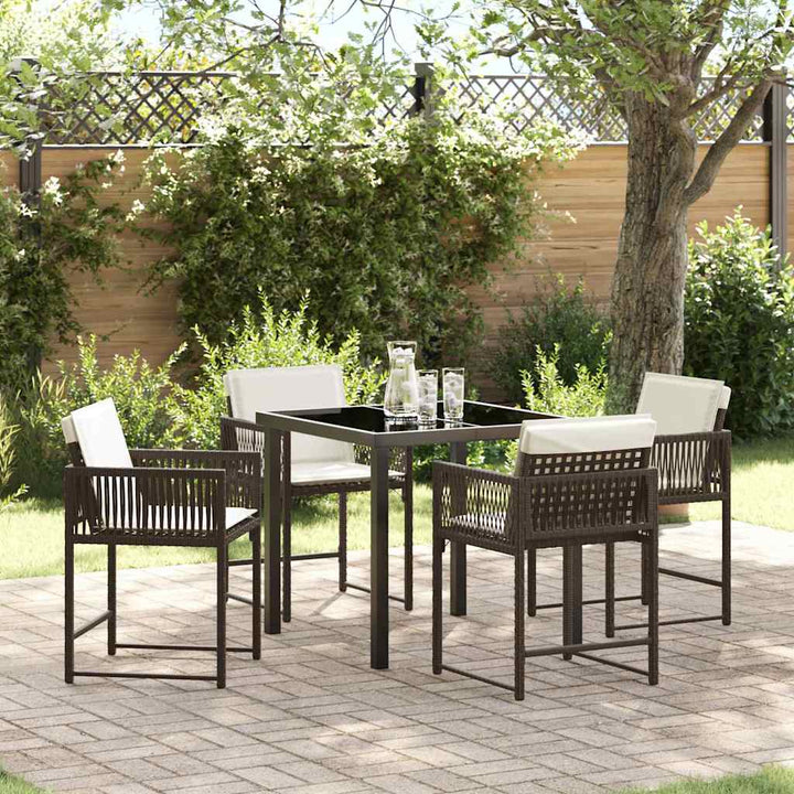 Have Spisebordssæt 5 pcs Brun polyrattan