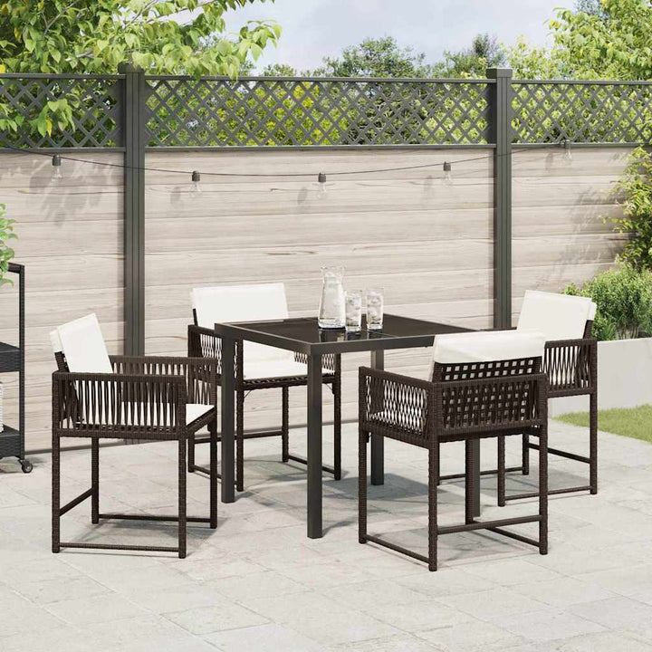Have Spisebordssæt 5 pcs Brun polyrattan