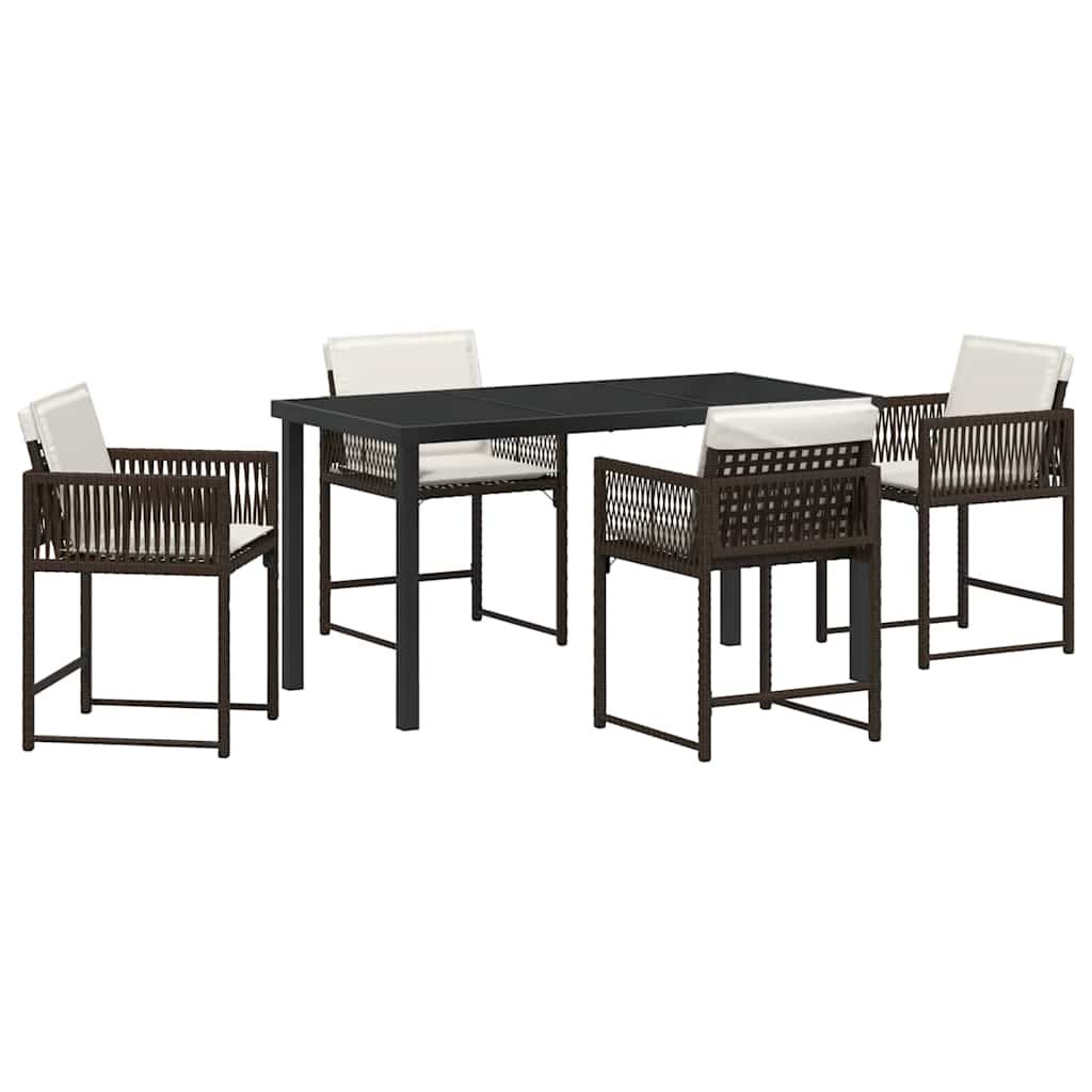 Have Spisebordssæt 5 pcs Brun polyrattan
