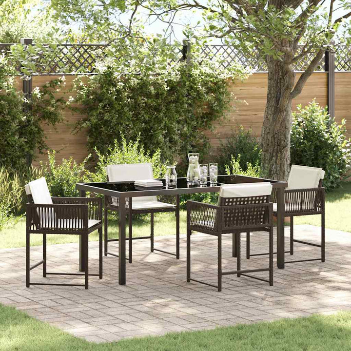 Have Spisebordssæt 5 pcs Brun polyrattan