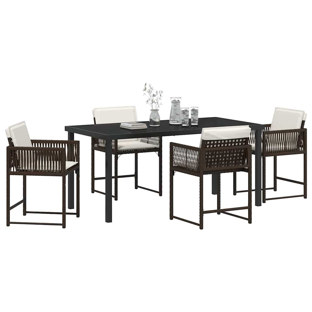 Have Spisebordssæt 5 pcs Brun polyrattan