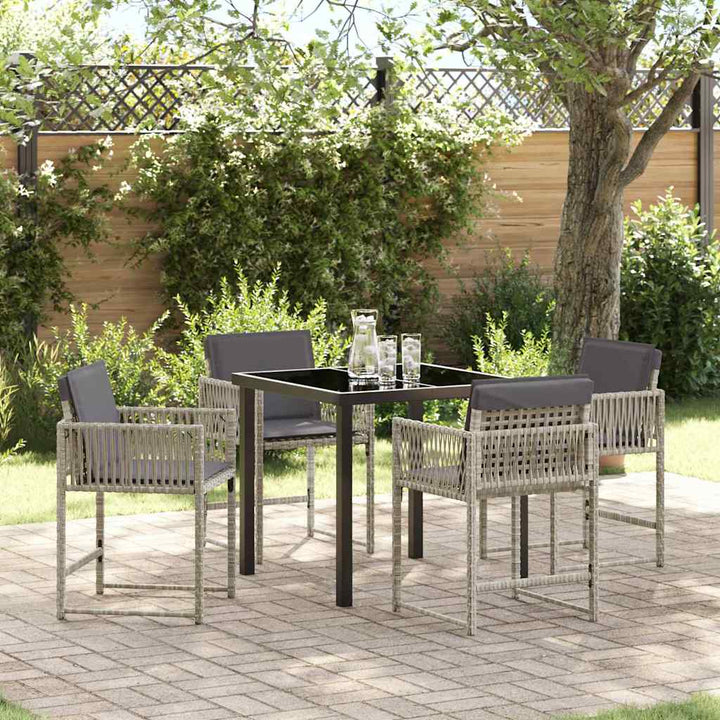 Have Spisebordssæt 5 pcs Lysegrå polyrattan