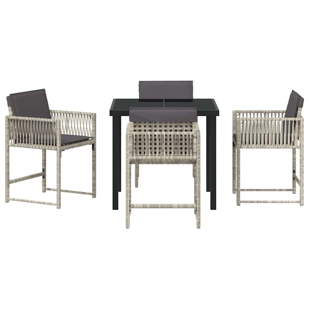 Have Spisebordssæt 5 pcs Lysegrå polyrattan