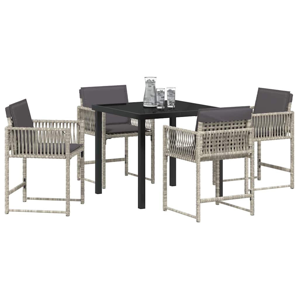 Have Spisebordssæt 5 pcs Lysegrå polyrattan