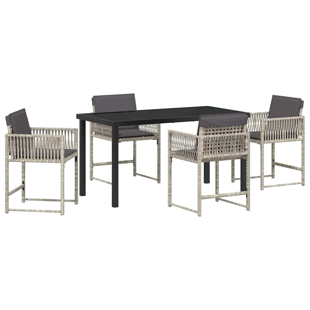 Have Spisebordssæt 5 pcs Lysegrå polyrattan