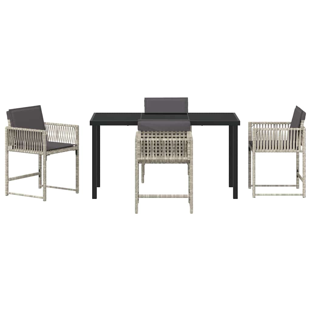 Have Spisebordssæt 5 pcs Lysegrå polyrattan