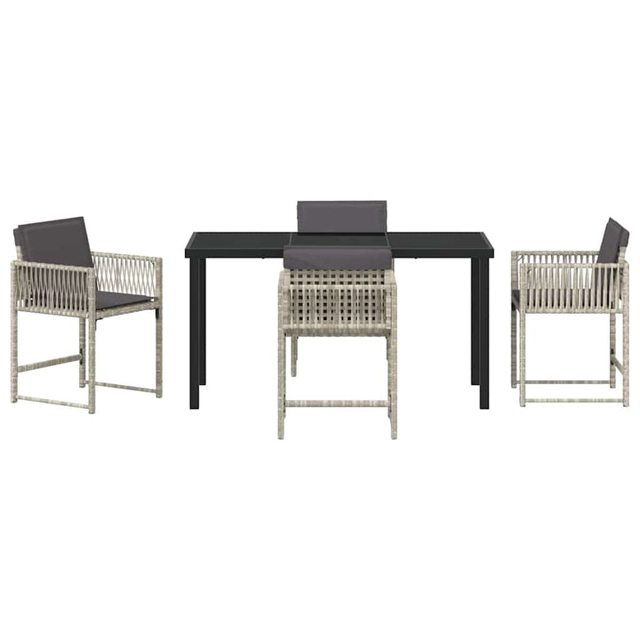 Have Spisebordssæt 5 pcs Lysegrå polyrattan