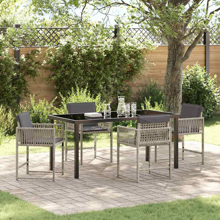 Have Spisebordssæt 5 pcs Lysegrå polyrattan