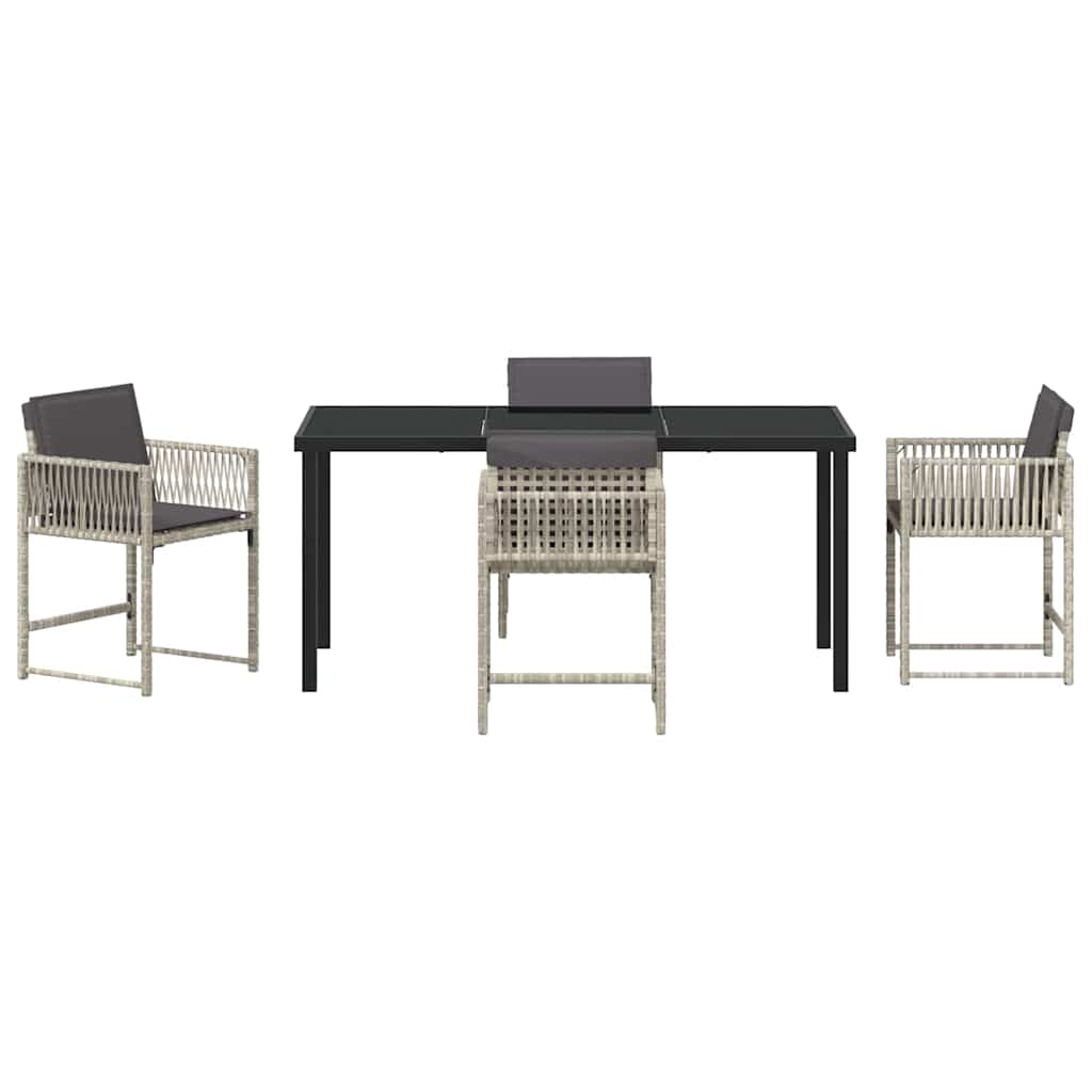 Have Spisebordssæt 5 pcs Lysegrå polyrattan