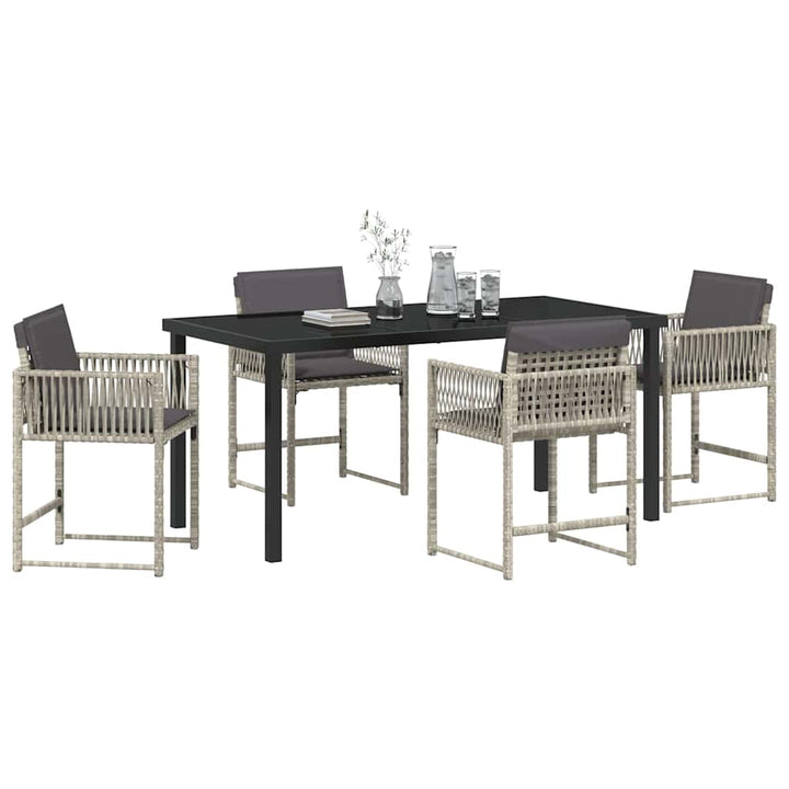 Have Spisebordssæt 5 pcs Lysegrå polyrattan