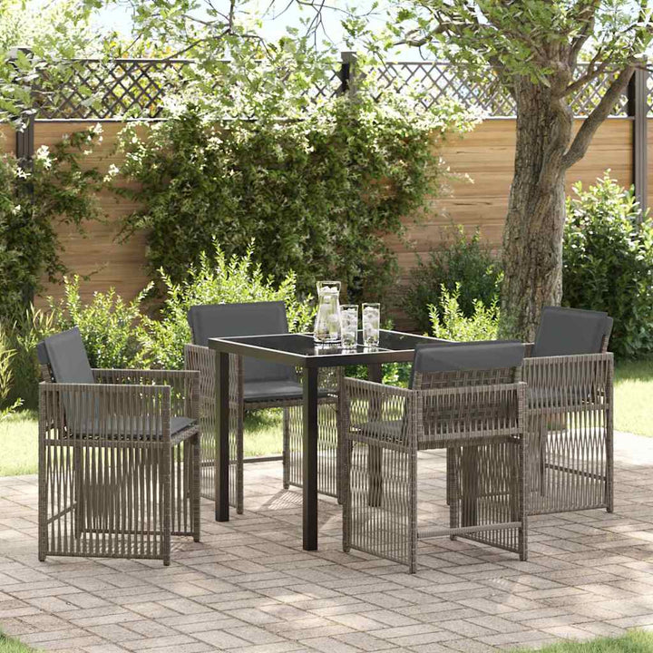 Have Spisebordssæt 5 pcs Grå polyrattan