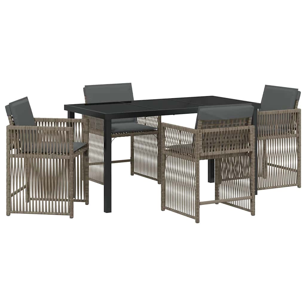 Have Spisebordssæt 5 pcs Grå polyrattan
