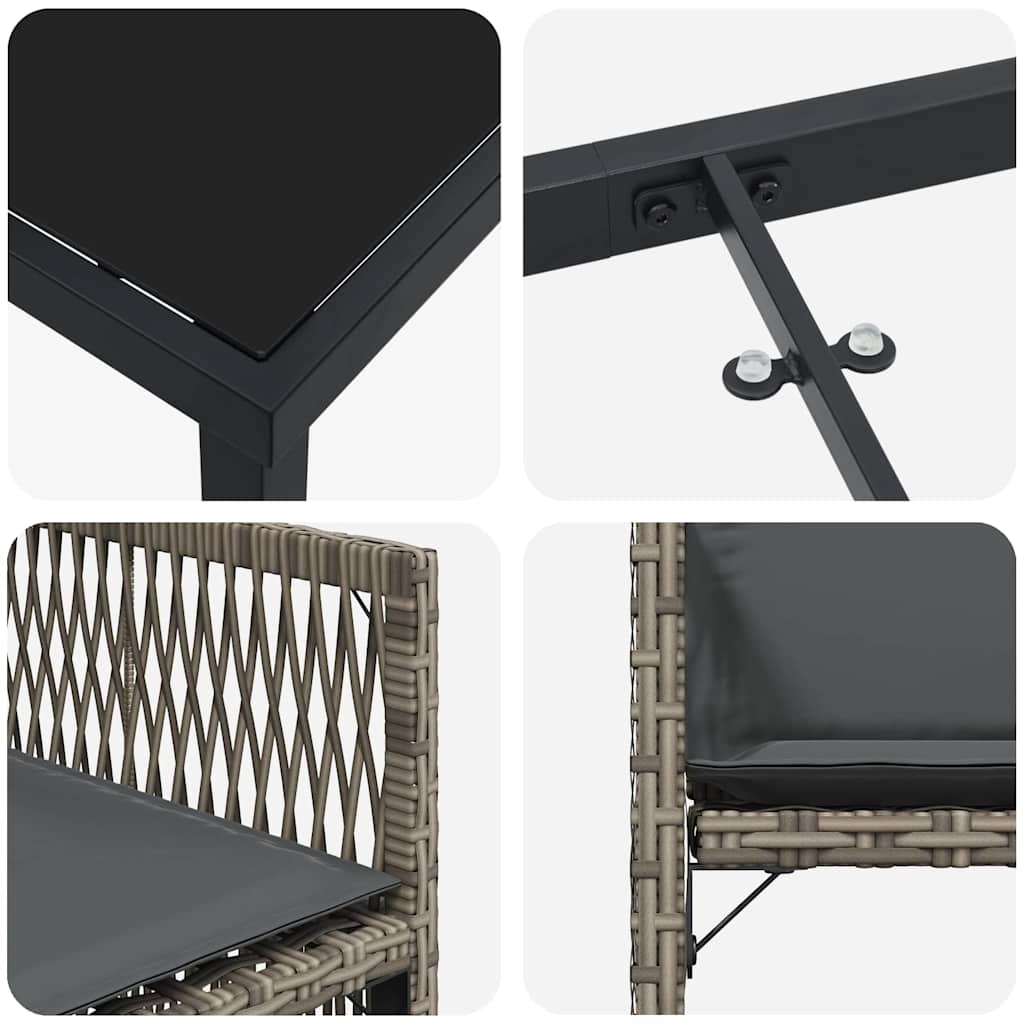Have Spisebordssæt 5 pcs Grå polyrattan