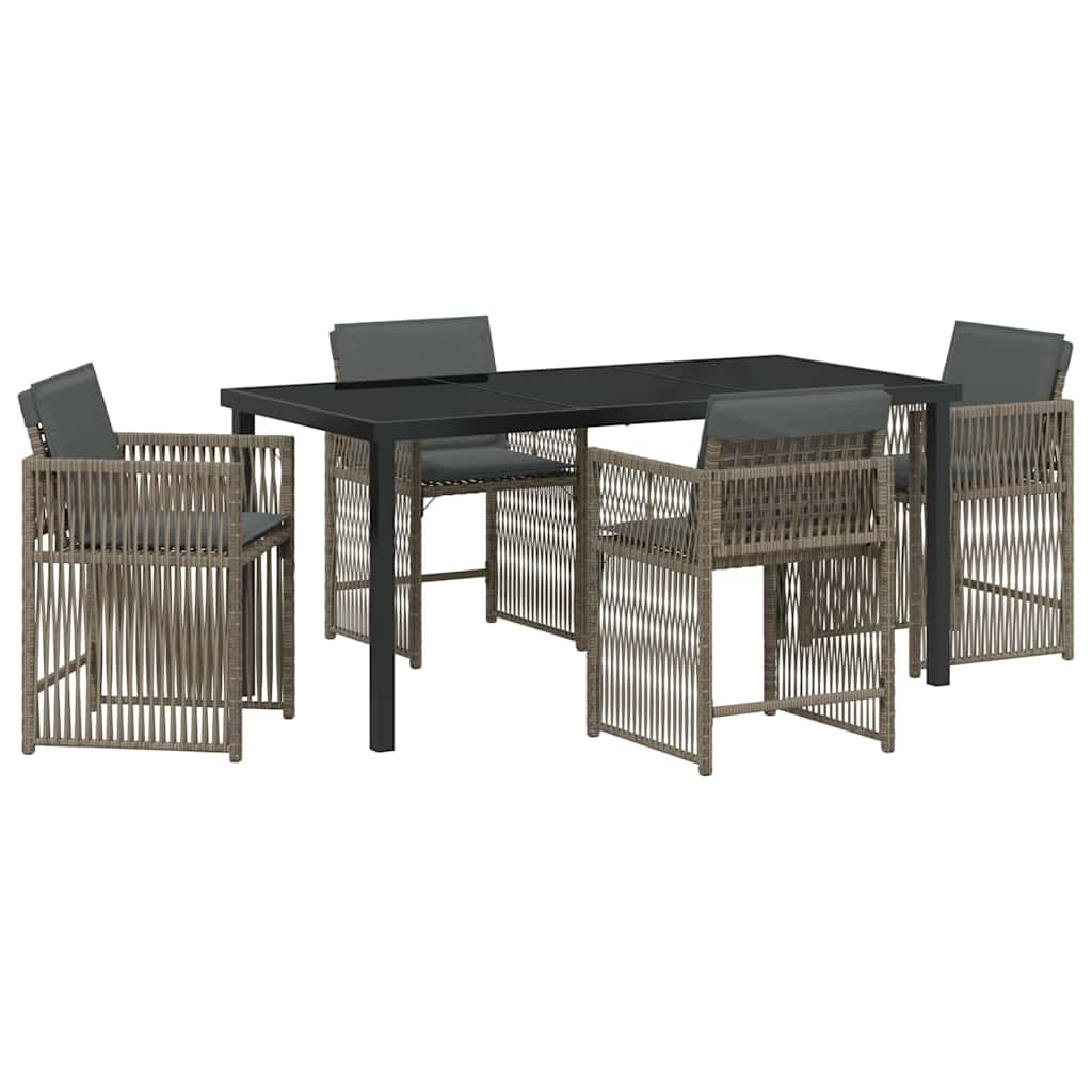 Have Spisebordssæt 5 pcs Grå polyrattan