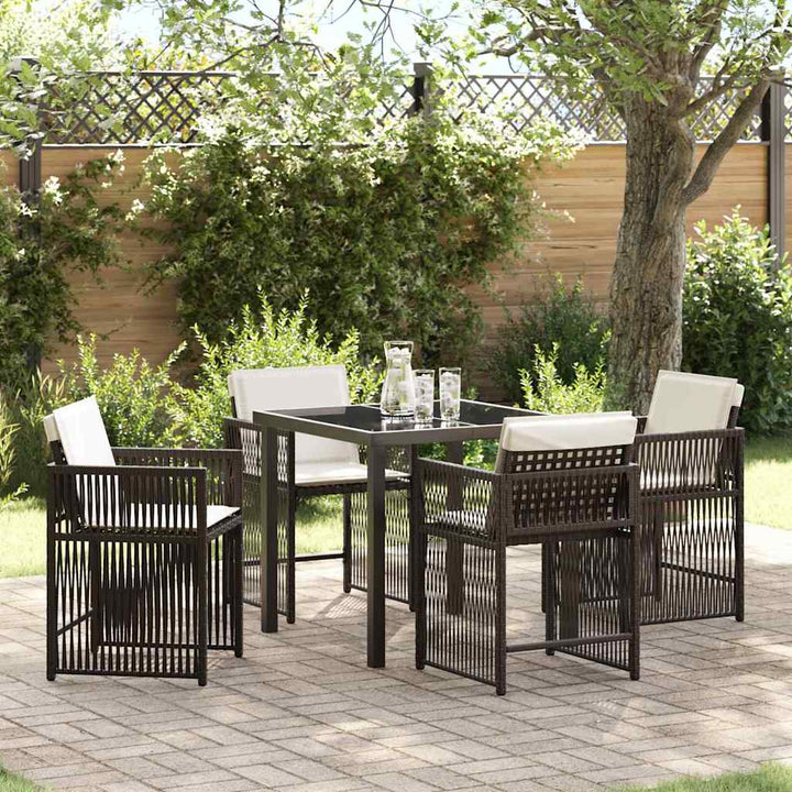 Have Spisebordssæt 5 pcs Brun polyrattan