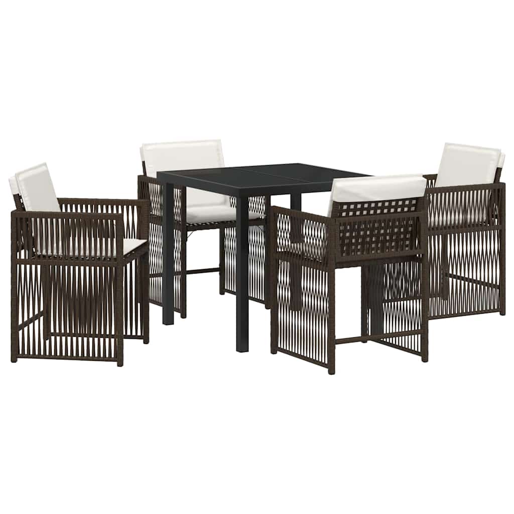 Have Spisebordssæt 5 pcs Brun polyrattan