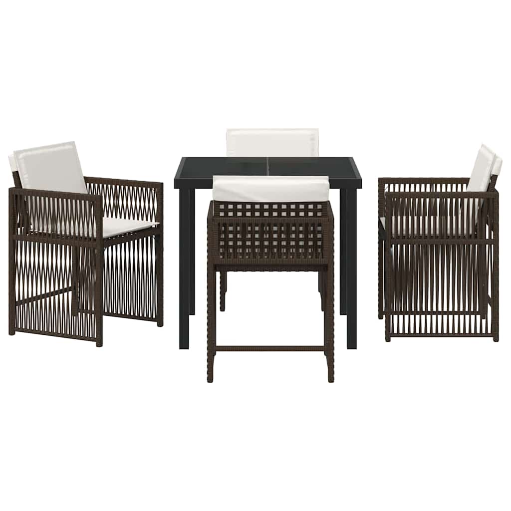 Have Spisebordssæt 5 pcs Brun polyrattan