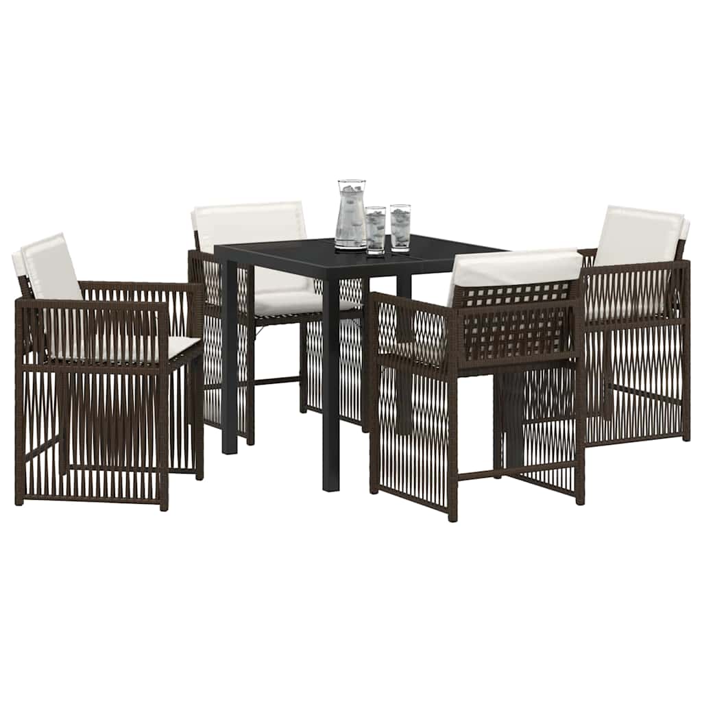 Have Spisebordssæt 5 pcs Brun polyrattan