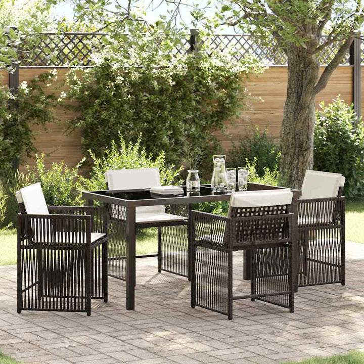 Have Spisebordssæt 5 pcs Brun polyrattan